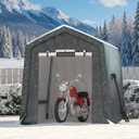 6X8 FT Heavy-Duty Portable Outdoor Storage Shed with Roll-Up Zipper Door & Vent, 240g Waterproof Carport Storage Shelter, UV-Resistant Canopy for Motorcycle, Firewood, Tools -Gray