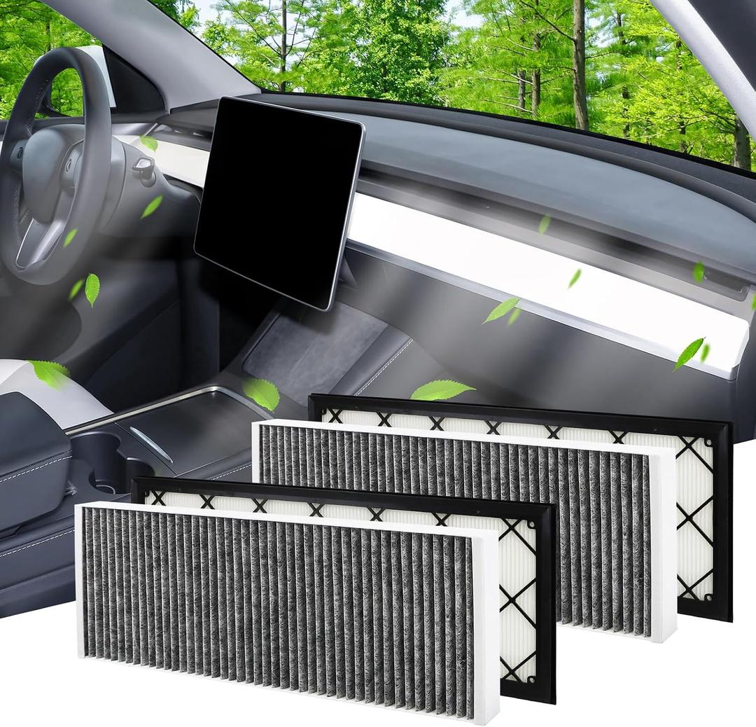 4pcs Air Filter Compatible with Tesla Model Y 2026 Cabin Air Filter HEPA Air Intake Filter Replacement with Activated Carbon for 2019-2026 Model Y Accessories Fit Model Y 2025 Refresh