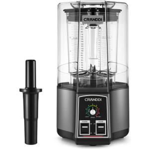 CRANDDI Commercial Blender for Crushing Ice, Chopping, Grinding, Blending, 1500W 80oz Blender with Tamper and Removable Soundproof Cover, K85 (Grey)
