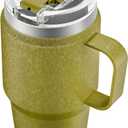 Meoky 24oz Travel Mug, Triple Insulated Stainless Steel Tumbler with Handle and 2-in-1 Straw and Sip Lid, 100% Leak Proof, Keeps Cold for 24 Hours or Hot for 8 Hours, Cupholder Friendly (Forest)