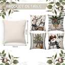 Rustic Christmas Holiday Throw Pillow Covers 18x18 Couch Cushion Covers, Pastel Country Striped Decorations for Porch Home, Xmas Reindeer Tree Snowman Farmhouse Pillow Cases Winter Decor Set of 4