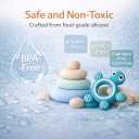 Baby Silicone Teething Ring Teether Gift Set for Boys and Girls Over 3 Months Soothes Gums Fits Small Hands Ergonomic Design Set of 4 Toys Ideal Gift Box BPA Free