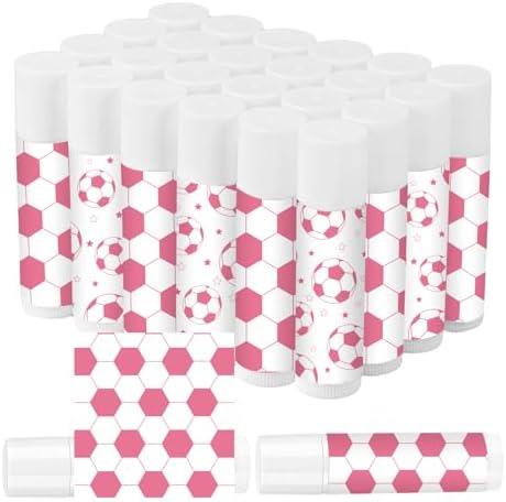 43 Pack Pink Soccer Lip Balm Bulk Gifts Team Party Favors Lip Care Moisturizing and Nourishing LipBalm Soccer Gifts for Girls Team Birthday Party Supplies