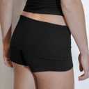 Women Low Waist Lounge Shorts Fold Over Skinny Pajamas Shorts Summer Casual Pj Bottom Sleep Shorts (Black, M)