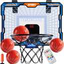 TEMI Remote Controller Indoor Basketball Hoop, 7 LED Light Door Basketball Hoop, Mini Hoop with Scoreboard & 4 Balls,Basketball Toys Gifts for 3 4 5 6 7 8 9 10 11 12 Year Old Boys Girls Kids Teen
