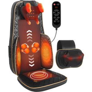Shiatsu Neck and Back Massager with Heat - Adjustable Deep Tissue Massage Cushion Walking Back Massager for Full Back, Neck, Lumbar & Hips - Fits Office Chair, Recliner, Upgraded Version