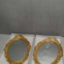 Reallnaive 2 Pcs Antique Decorative Mirror Tray Gold Makeup Organizer Gold Mirror Tray Vintage Perfume Tray Jewelry Organizer Vintage Serving Tray, 15.35 x 9.45 Inch