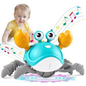 Gigilli Crawling Crab Baby Toys, Tummy Time Baby Toys 6-12-18 Month, Infant Learning Crawl Walking Dancing Crab with Music&Speed Control for 3 4 5 6+ Boys Girls Year Easter Birthday 1 2 3 Gifts (Green&white)