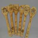 Sawysine 6 Pcs Bee Wooden Spoons Set Honey Bee Themed Cooking Utensil Honey themed Cooking Baking Spoon Kitchen Decoration for Wedding Bridal Shower Housewarming Gift