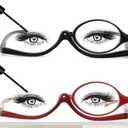 JM 2 Pairs Makeup Reading Glasses Magnifying Flip Down Cosmetic Readers for Women with Spring Hinge +2.5