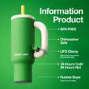 CHAKO LAB BaWang Insulated Stainless Steel Tumbler | Tumbler with Handle and Straw 33oz | Cup Holder Friendly for Travel | Leakproof Water Bottle | BPA-Free | Ceramic liner| GreenWhite