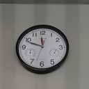 Wall Clock, Sweep Silent Movement Accurate Clocks with Temperature & Humidity, Decorative for Kitchen/Living Room/Bedroom/Office/School/Classroom (Black, 8 inch)