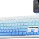 AULA F108 PRO - Wireless Mechanical Keyboard with Screen&Knob, Hot Swappable Gaming Keyboard with 8000mAh Battery, Pre-lubed Switches, RGB Backlit, PBT Keycaps Creamy Sounding Computer Keyboards, 104 Keys (Gradient Blue)