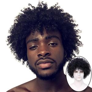 BECUS 8 Inch Afro Wig for Black men Short Kinky Curly Human Hair Wigs for Black Men Short African American Male Afro Wig (Natural Spiral Black #1B)