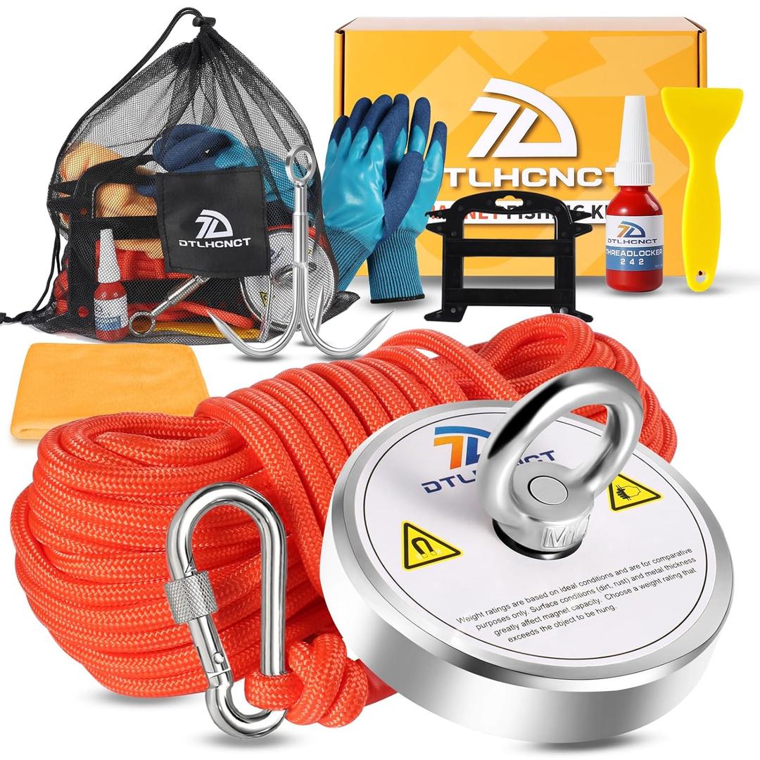 Fishing Magnet Kit,1000Lb Super Strong Fishing Magnets kit with 66 Ft Rope,Large Neodymium Magnetic Fishing with Powerful Magnetic Force, Ideal for for Treasure&Underwater Cleaning-3.54 Inch