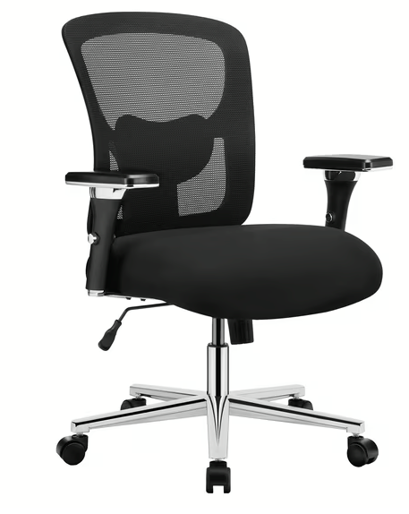 Big and Tall Office Desk Chair with Lumbar Support, 500LBS Heavy Duty Mesh Ergonomic Computer Chair with Arm and Wide Comfy Seat, Wheels for Adult