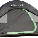 Golabs CT1 2 Person Camping Tent, Easy Set Up in 3 Mins, PU1500mm Waterproof w/Mesh Top & Door with Ventilation, Lightweight 4.4lbs Portable Family Tent with Carry Bag &Interior Storage Pockets &Hook (Gray)