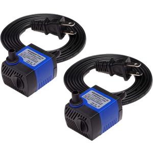 AQUANEAT 2-Pack Small Fountain Pump, 80GPH Submersible Water Pump for Aquarium Fish Tank, Outdoor Water Fountain, Hydroponics, Pond