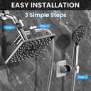 Veken High Pressure Rain Shower Head with Multi-Functions, Square Rainfall Shower Heads with 5-Mode Handheld Spray Combo, Detachable Hand Held Showerhead with Hose, Double Regaderas Para, Chrome