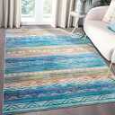 Comeet Modern Ombre Blue Rugs for Bedroom, 4x6 Non-Slip Washable Soft Area Rug for Living Room, Non-Shedding Low Pile Floor Carpet for Bedside Nursery Kids Room