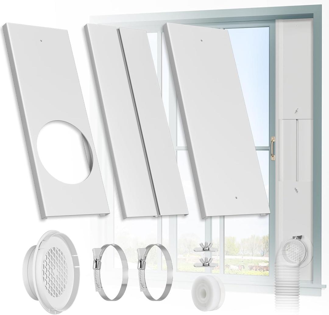 HOXHA Window Duct Kit Dryer Window Vent Kit for 4 Ducting Dryer Vent Hose, Sliding Window Vent Kit Fit with Dryer, Inline Duct Fans, Grow Tents
