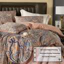 Gold Duvet Cover Set,5 PCS Medallion Paisley Print Comforter Cover Set,Bohemian Pattern Bedding Set,Vintage Style Flower Duvet Cover,Soft Reversible Design(Paisley,King/California King)