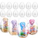 12 Pcs Easter Transparent Jumbo Plastic Easter Eggs 8 Inches Jumbo Fillable Easter Eggs with Handles Giant Plastic Egg Giant Clear Egg Shaped Buckets with Handles for Egg Hunt Surprise DIY