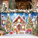 Christmas Banner Gingerbread House Xmas Backdrop Snowman Gingerbread Man Gifts Christmas Trees 71x43 Inches Winter Wonderland Holiday Indoor Outdoor Party Photo Background Decoration