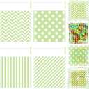 Gersoniel 200 Pcs Cookie Bags, 4 x 4 in Self Sealing Cellophane Treat Bags Plastic Goodie Snack Bag Striped Polka Dot Candy Gift Bag for Summer Birthday Wedding Party Favors(Green)
