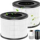 AP-S0610L Air Filter Replacement for MOOKA AP-S0610L Air Purifier, 3-IN-1 Hepa Filter, High-Efficiency Activated Carbon Replacement Filter - 2 Pack (White- Original Filter)