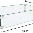 Fire Pit Wind Guard, 35.5"x11.5"x6" Square Fire Pit Glass Wind Guard Made of Clear Tempered Glass, Set with Assembly Instructions, Free Screwdriver, Easy to Install