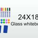 H-Qprobd White Board 24”x18“ Magnet Dry Erase Boards Frameless Magnetic Glass Whiteboard for Wall, Wall Mounted Whiteboard Includes 12 Magnets, 8 Markers and 2 Erasers