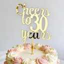 Cheer to 30 Years Cake topper,Acrylic Gold 30th Birthday Decoration,Birthday Party Favor Supplies,Photo Decoration Props
