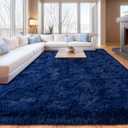 Shag Area Rugs for Living Room, Soft Fuzzy Plush Rugs, Upgrade Anti-Skid Modern Furry Rugs Fluffy Carpets for Kids Room Nursery Home Decor Dark Blue, 5X7 Feet