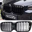 G01 G02 Grill - Black Kidney Grille Compatible With 2022-IN BMW X3 G01 X4 G02 ABS Double Slat Gloss Black Grille