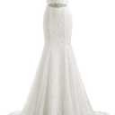 Likedpage Women's Lace Mermaid Bridal Wedding Dresses Ivory-US 6
