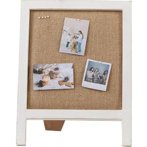 SOFE Small Bulletin Board for Desk, 12"15" Linen Pin Board with White Wood Frame, Cute Message Memo Board with Stand Freestanding, Rustic Vision Picture Board for Home Office School SOFE Small Bulletin Board for Desk, 12"15" Linen Pin Board with White Wood Frame, Cute Message Memo Board with Stand Freestanding, Rustic Vision Picture Board for Home Office School