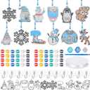 Harloon 48 Sets Winter Suncatcher Crafts Kits DIY Window Art Suncatcher Paint Kit Snowflake Gnome Snowman Ornaments Decorations DIY Art Craft for Home Winter Activities Party Favor