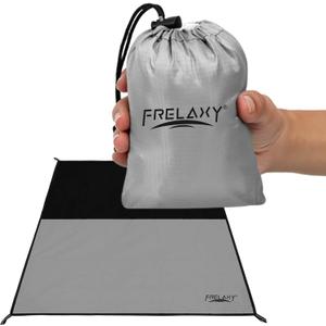 Frelaxy Pocket Picnic Blanket, Waterproof Sand proof Beach Mat, Compact Camping Tarp for Festivals, Hiking, Travel, Outdoor Recreation (Grey, 57'' x 71'')