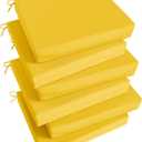 Basic Beyond Outdoor Chair Cushions Set of 6, Square Corner Outdoor Cushions for Patio Furniture, Water Resistant Patio Chair Cushions with 2 Ties, 18.5x16x3, Yellow Color