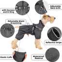 Mile High Life Waterproof Dog Raincoat, Full Coverage Small Dog Rain Coat with Harness, Adjustable 4 Legs Puppy Rain Jacket with Reflective Strip and Elastic Cuffs (Red, XXS Back Length 9.8")