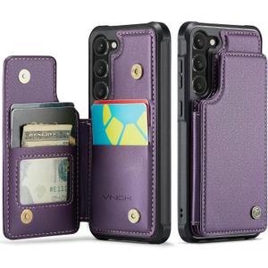 Vinich for Samsung Galaxy S23 Wallet Case with Card Holder, RFID Blocking Credit Slots Kickstand Shockproof Phone Cover Fit for Galaxy S23 6.1" Purple
