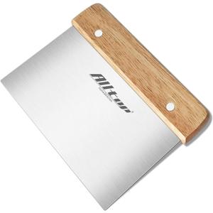ALLTOP Dough Cutter  Premium Stainless Steel Food Scraper for Bread and Pastry  Bench Scraper with Ergonomic Wooden Handle  Multipurpose Kitchen Tool