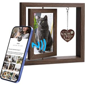 2 x Pet Memorial Picture Frame with NFC  9x8 Wooden Frame for 2 Photos  Customizable Tribute Page for Your Beloved Pet with Uploads & Music