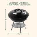 Cuisinart 14" Portable Charcoal Grill, Tabletop Outdoor Small Grill with Locking Lid and Dual Vents, Chrome Plated Travel Size BBQ Perfect for Camping, Tailgates, Cookouts, Black