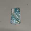 for Samsung Galaxy S25 Plus Case for Girl Women Men, Glitter Mother of Pearl Luster Shiny Sparkle Bling Slim Soft TPU Protective Back Phone Case Cover for S25+,Blue Sea Ocean Summer Beach