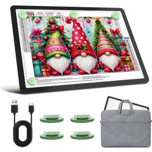 Rechargeable A3 Diamond Art Light Board with Carry Bag, 5600 Lux Tracing Light Box with Side Physical Buttons, 3 Colors & 6 Levels of Brightness, LED Light Pad for Diamond Painting, Weeding Vinyl (Black)