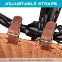 CXWXC Bike Basket - Durable Front Bicycle Bike Baskets - Handmade Woven Wicker Bike Basket with Adjustable Leather Straps