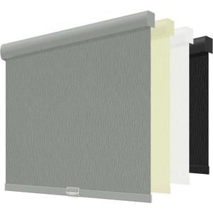 ChrisDowa Cordless Blackout Roller Shades for Windows, Striped Free-Stop Window Blinds with Privacy, Thermal Insulated Window Shades for Home, Office and Door. Grey, 20" W x 72" H