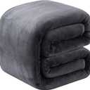 Fleece Blanket Queen Size for All Season 350GSM - Premium Lightweight Anti-Static Throw for Queen/Full Size Bed Extra Soft Brush Fabric Warm Sofa Thermal Blanket 90" x 90" (Dark Gray Queen)